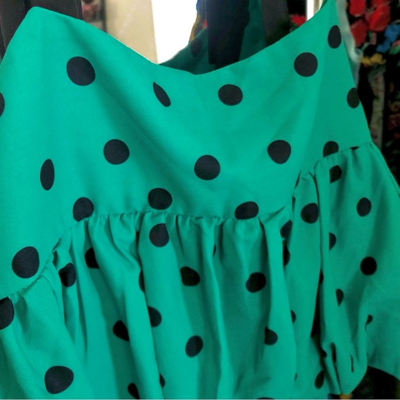 Teal Polka Dot Crop Top - Picture 3 of 3